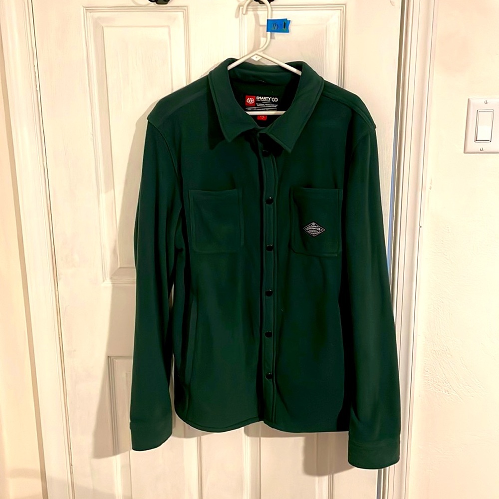 Forrest green fleece button down polo